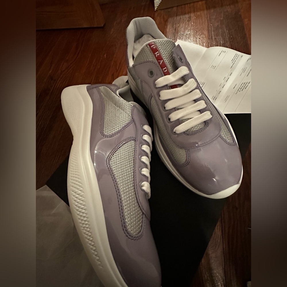 Prada America's Cup patent leather and bike fabric sneakers